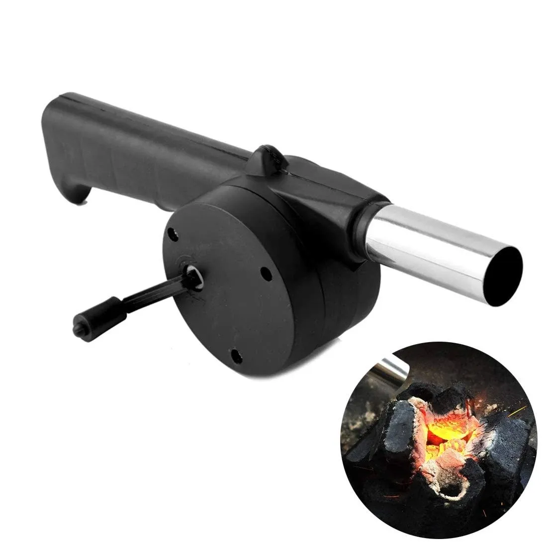 Wailicop BBQ Fan Air Blower Fast Fire Starter Portable Manual Hand Crank Bellows ...