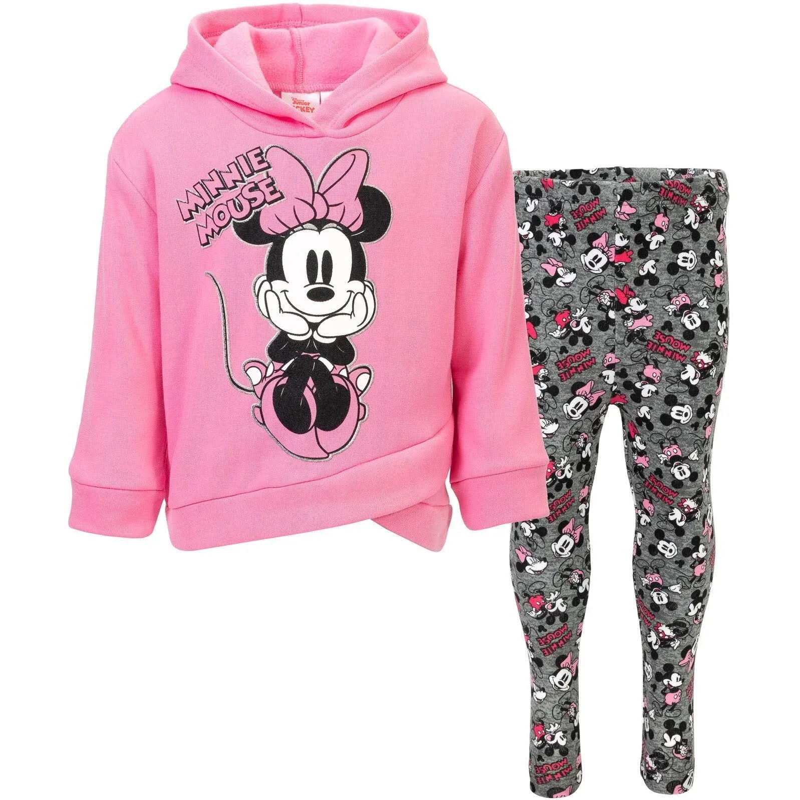 Disney Minnie Mouse Infant Baby Girls Crossover Fleece Hoodie and Leggings Outfit ...