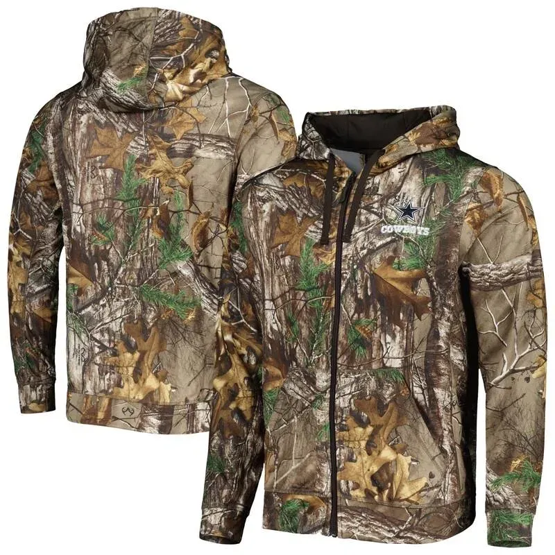 Dunbrooke Men's Realtree Camo NFL Trophy Tech Fleece Full-Zip Hoodie