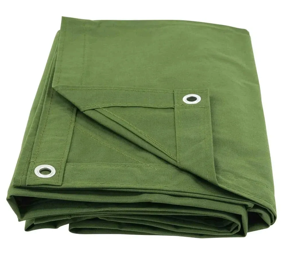 12&#039; x 24&#039; Green Canvas Tarp 12oz Heavy Duty Water Resistant