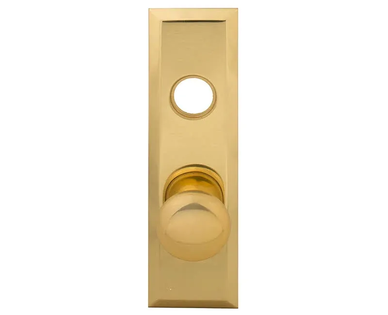 2-3/4" x 10" Solid Brass Escutcheon Plate w/ Knob and Cylinder Hole