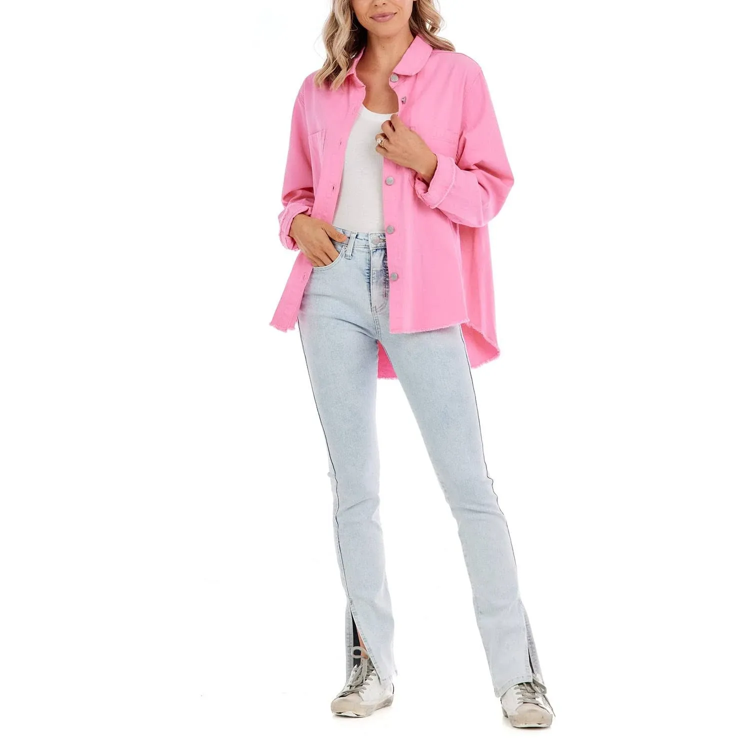 Mud Pie Bradley Shacket in Pink M/L