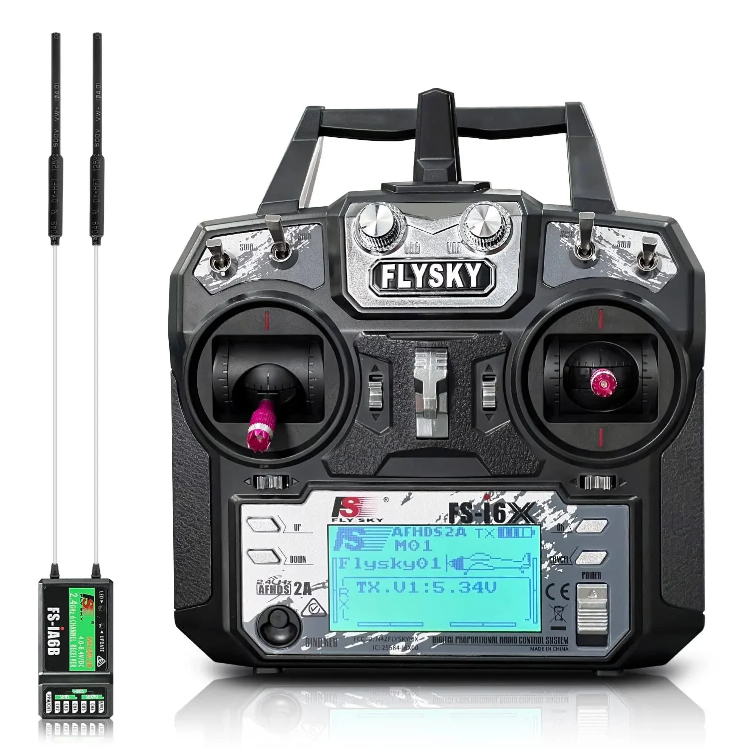 HAWK'S WORK FS-i6X 10 Ch Transmitter, 2.4GHz RC Controller with FS-iA10B Receiver for Drone Multirotor Airplane Helicopter Car Tank Boat (i6X+ iA10B)