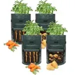 4 Pack 10 Gallon Potato Grow Bags with Flap for Potato Tomato Carrot Onions