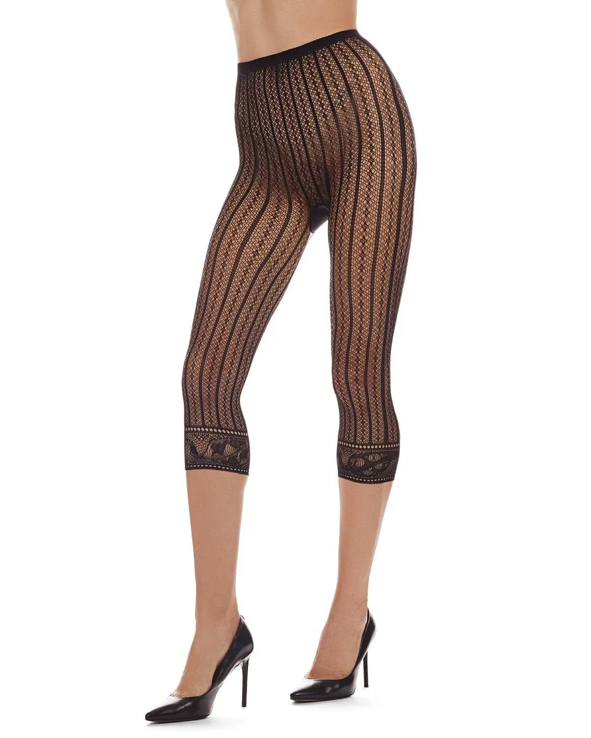 MeMoi Moonlight Blue Linear Pattern Footless Performance Net Style Tights