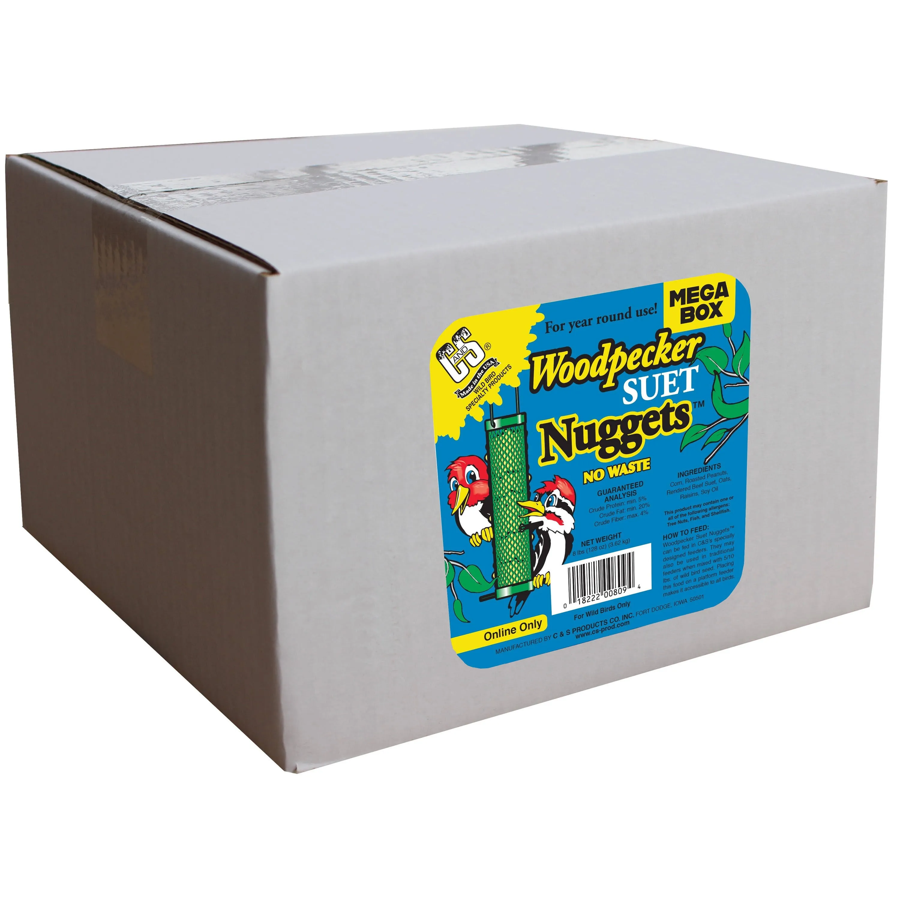 C&amp;S Wild Bird Woodpecker Suet Nuggets Mega Box, 8 Pounds