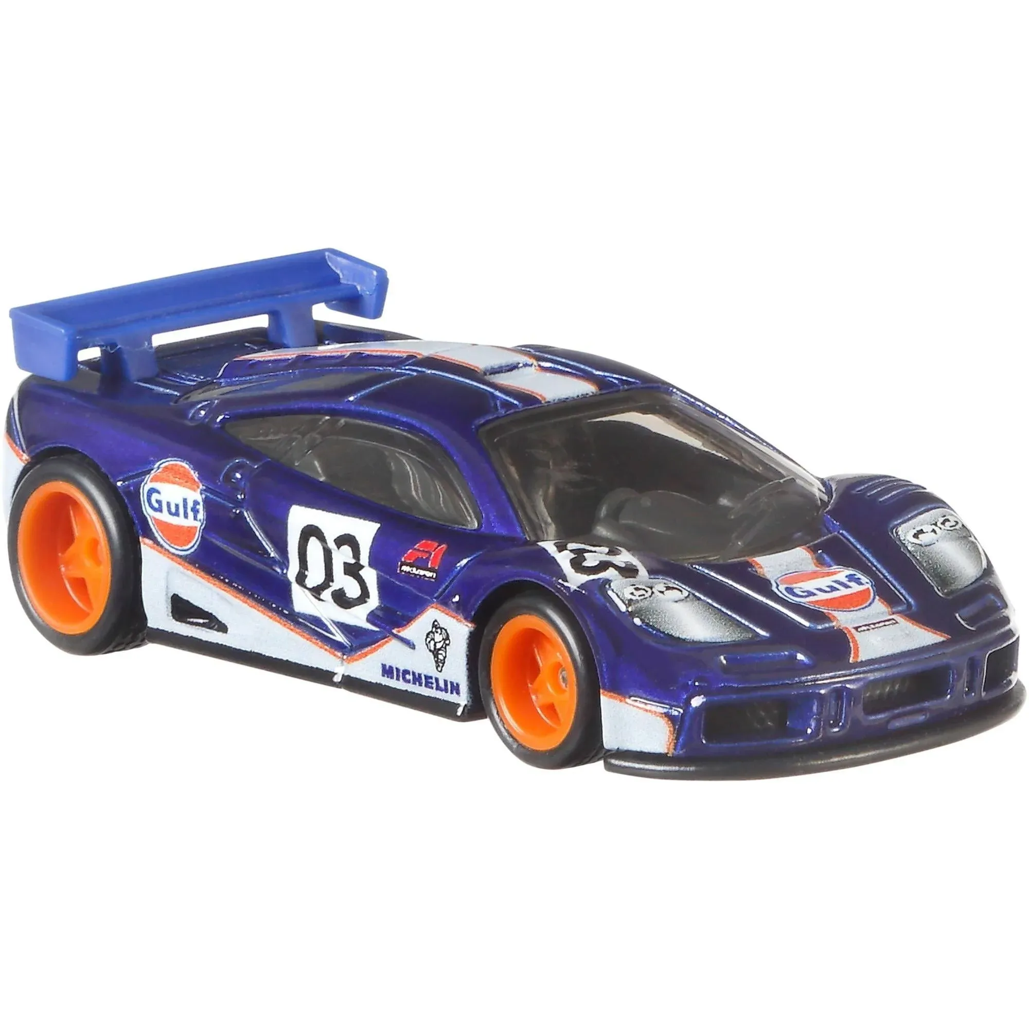 McLaren F1 GTR Hot Wheels Gulf 5/5 Blue Premium Real Riders Car Culture