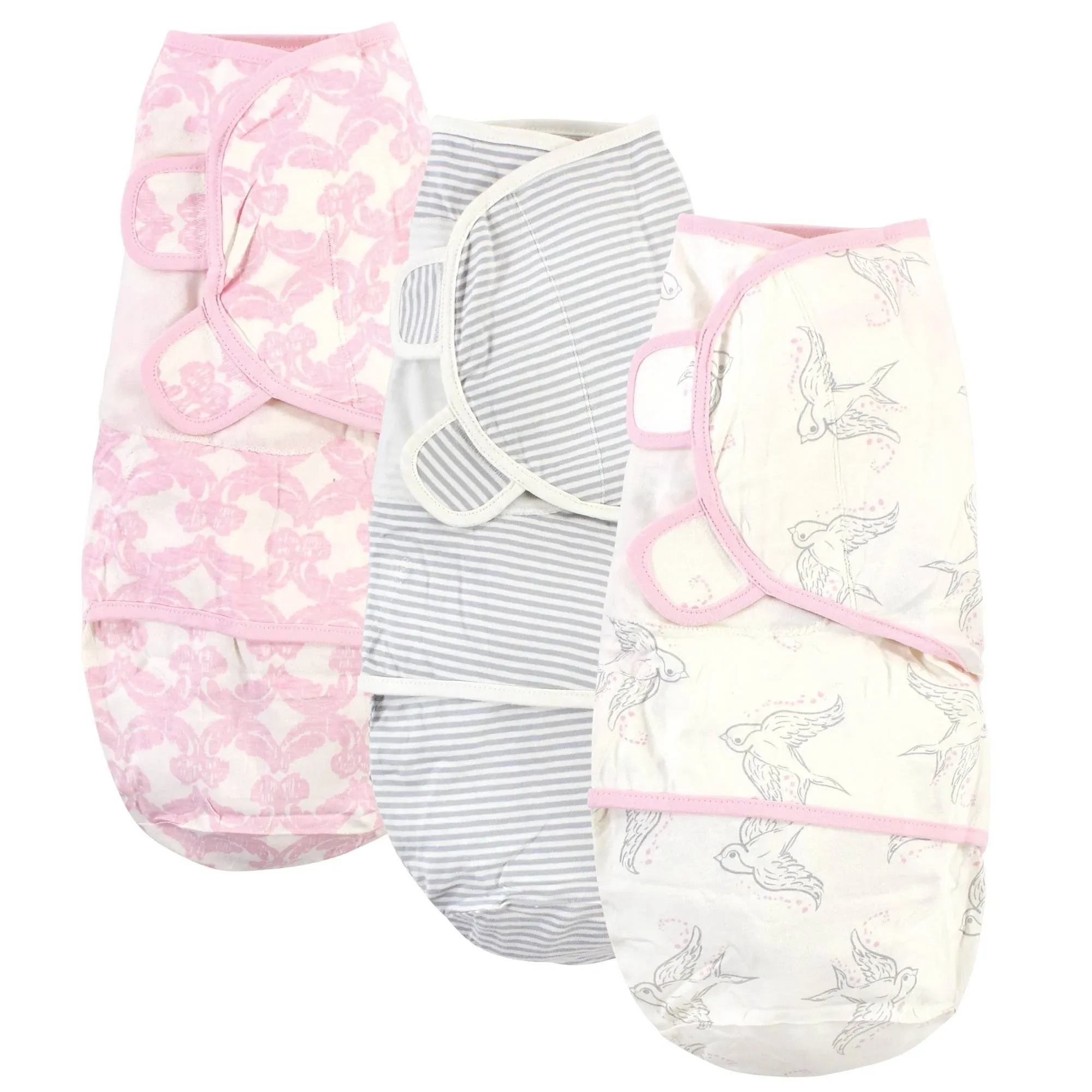 Touched by Nature Baby Organic Cotton Swaddle Wraps, Bird, 0-3 Months