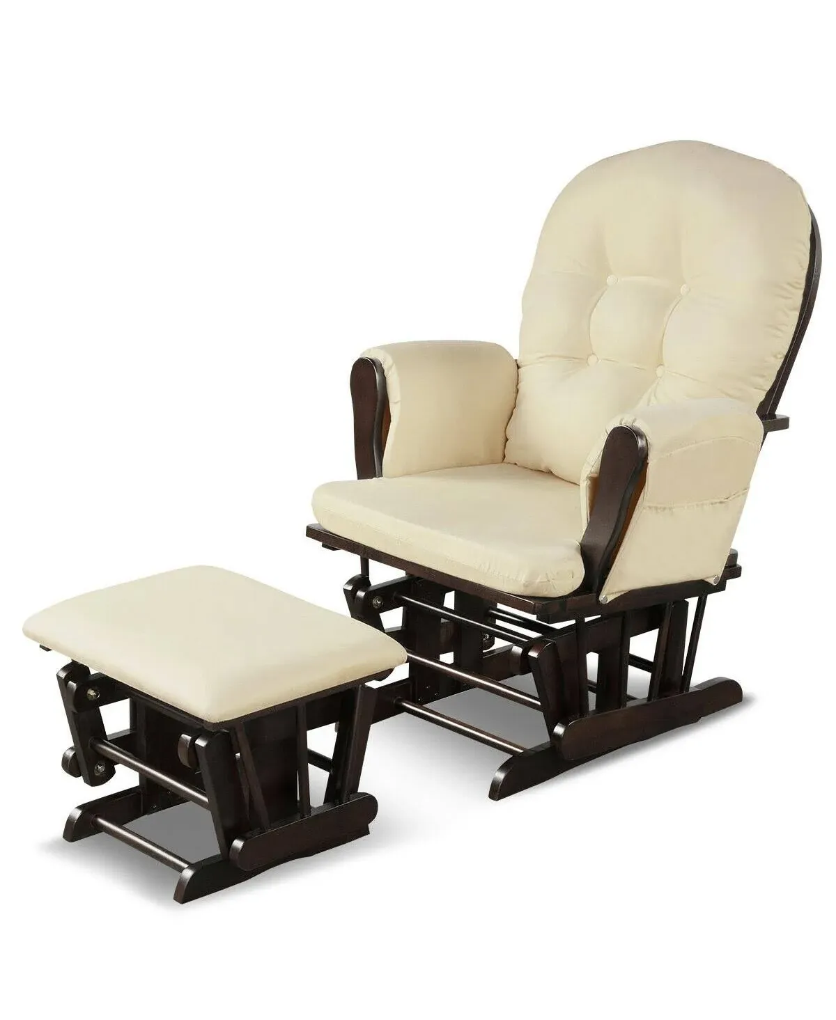 Costzon Nursery Glider with Ottoman, Upholstered Comfort Glider Rocker