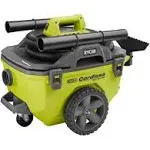 RYOBI 18V Wet/Dry Vacuum 6 Gal on Wheel Removable Top w Floor Nozzle TOOL ONLY