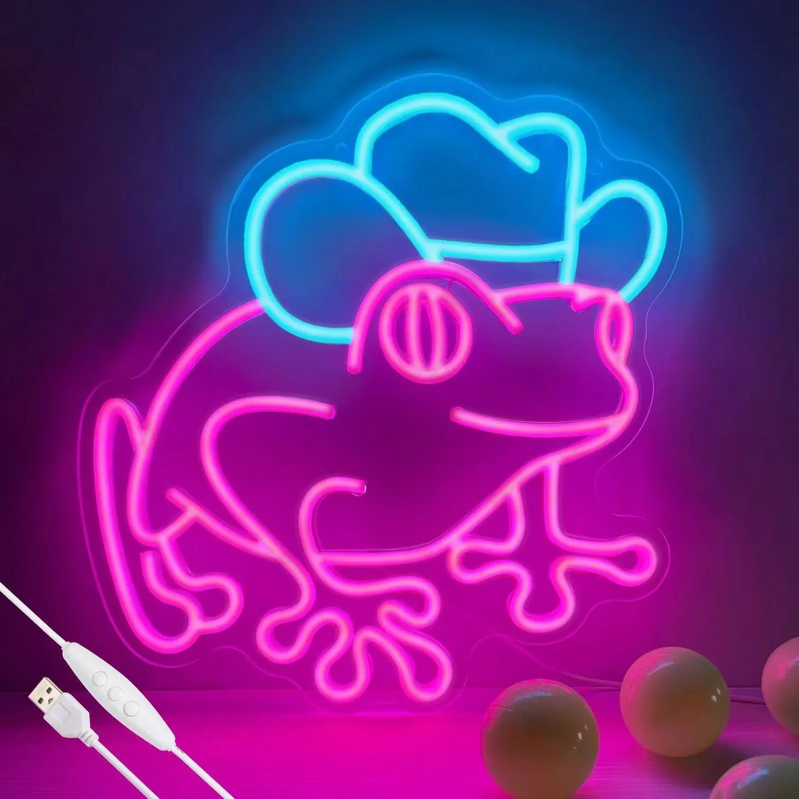 Neon Sign for Wall Decor Frog with Cowboy Hat Led Neon Light for Kids Room Man C