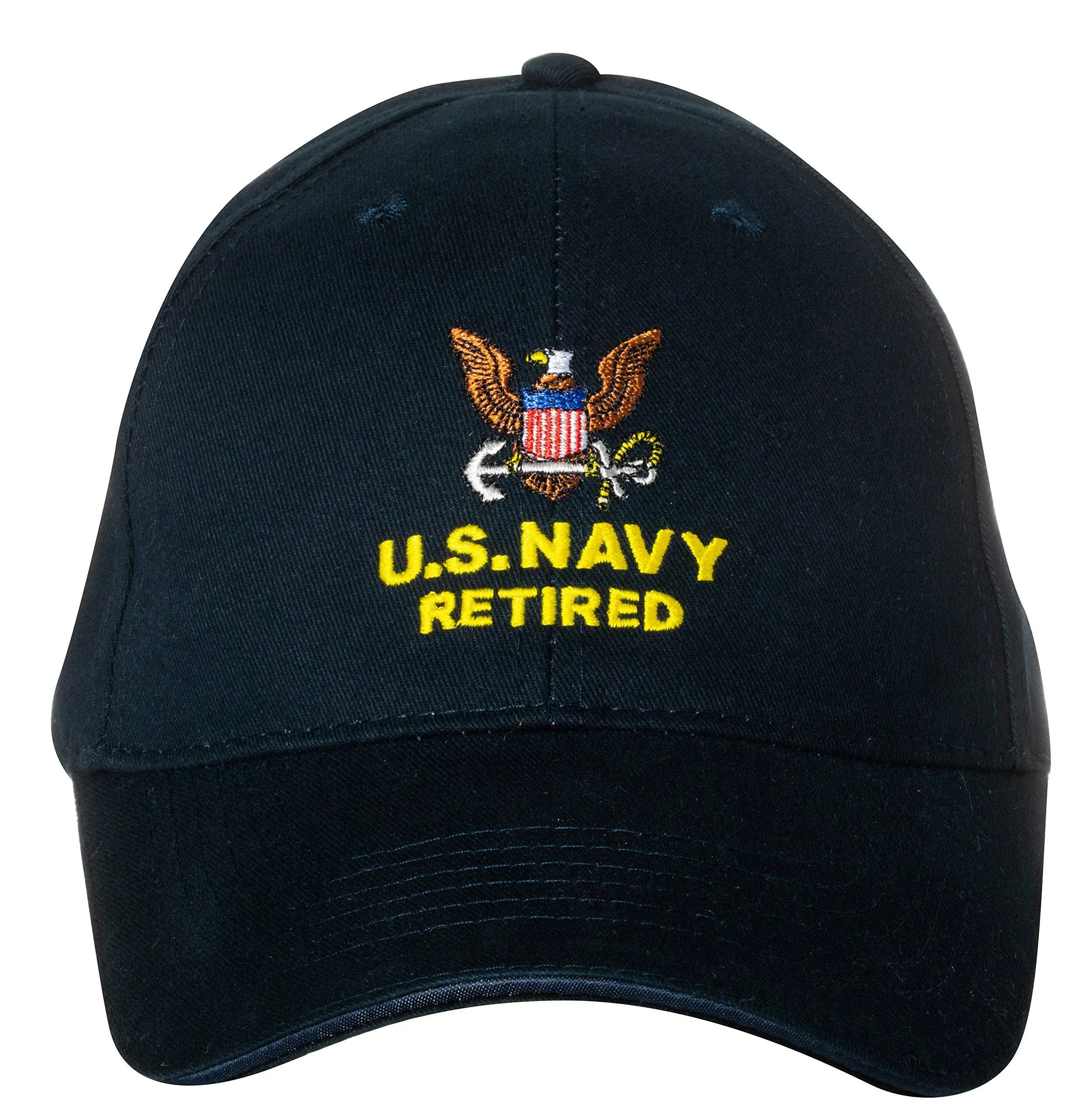 U.S. Navy Caps Retired Direct Embroidered Cap, Black, Adjustable