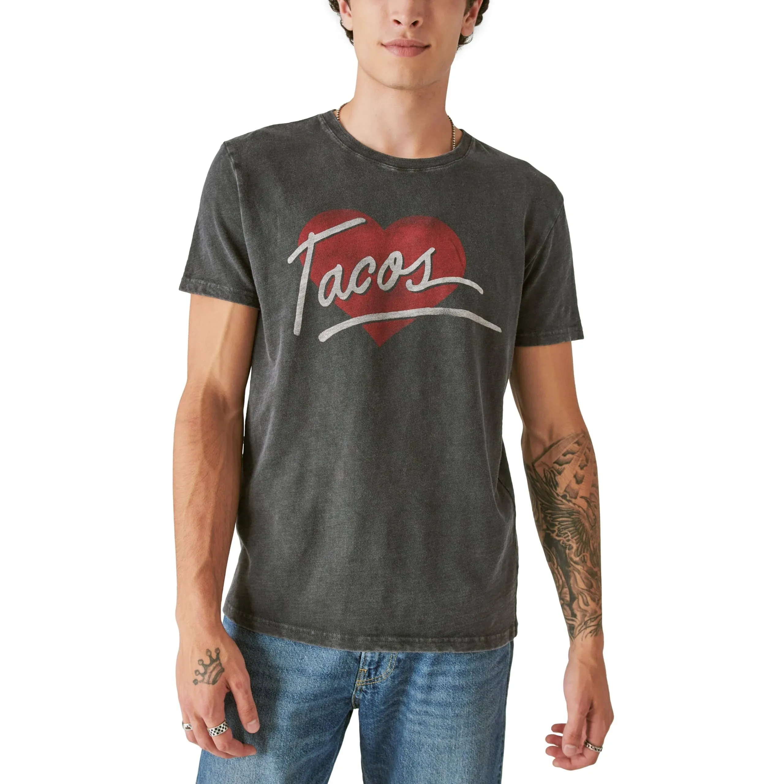 Lucky Brand Men's I Love Tacos Graphic T-Shirt, Black, Small, Cotton