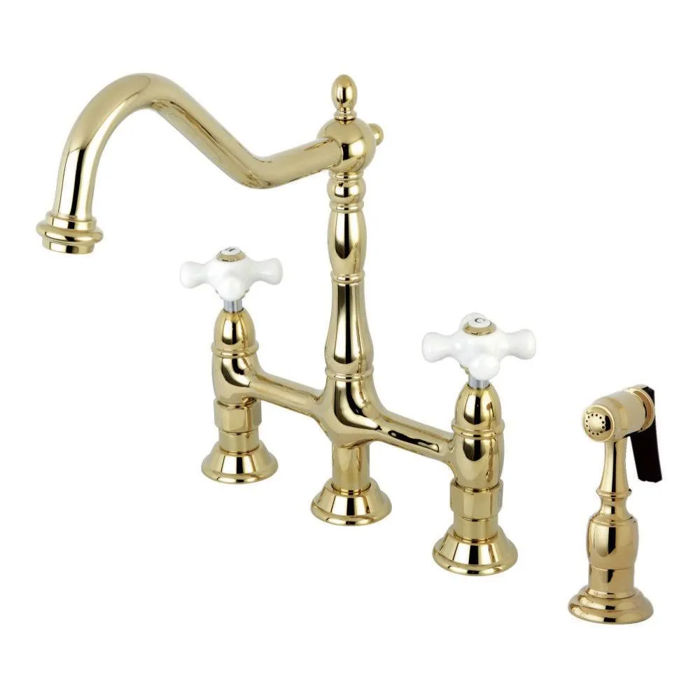 Elements of Design eS127 Deck Two Handle Kitchen Faucet Polished Brass