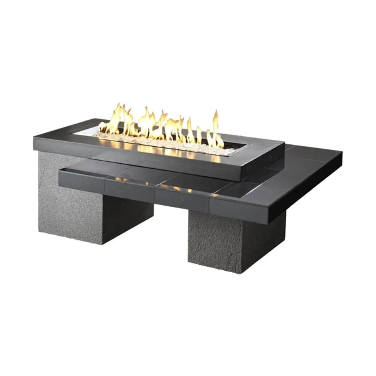 Outdoor GreatRoom Black Uptown Linear GAS Fire Pit Table