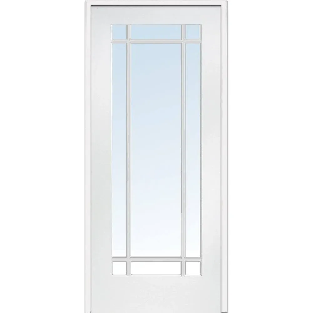 National Door Company Z009311L Primed MDF 9 Lite Clear Glass, Left Hand Prehung ...