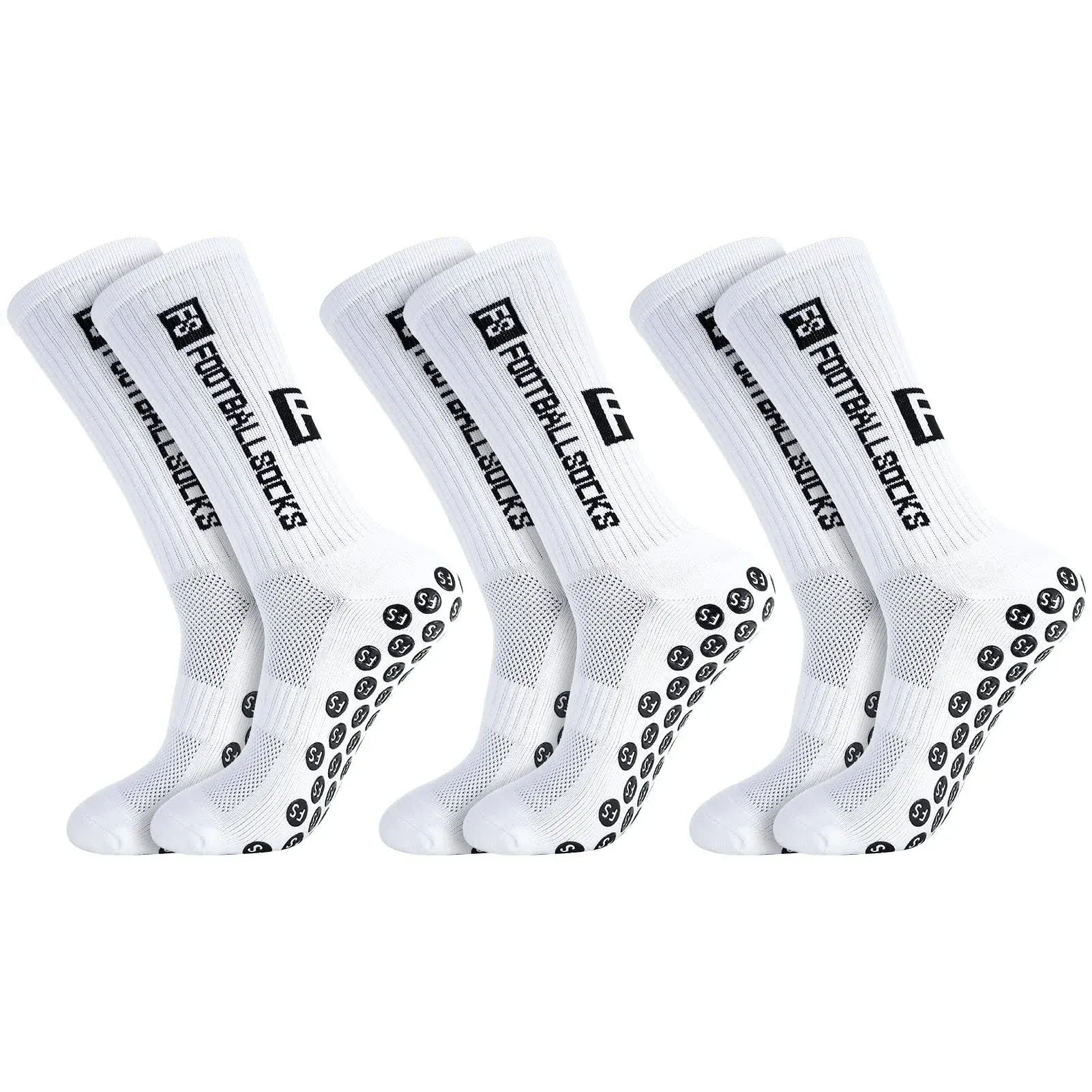 DragonflyDreams 3 Pairs Non Slip Sport Soccer Socks Anti Slip Football Grip Socks ...