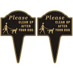 Clean Up After Your Dog Sign, Yuntarda 2-Pack 10”x14” No Poop Signs for Lawn No Pooping Dog Signs For Yard with Stake Double Sided Yard Sign Easy Install for Outdoor Use