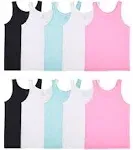 Fruit of The Loom Girls' Undershirts, Layering Tank Tops, 10 Pack, Sizes S-XL