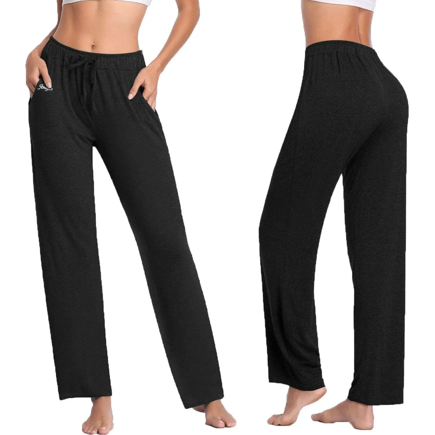 Jorlyen Womens Lounge Pants with Pockets Wide Leg Sweat Pants Tall Straight Leg ...