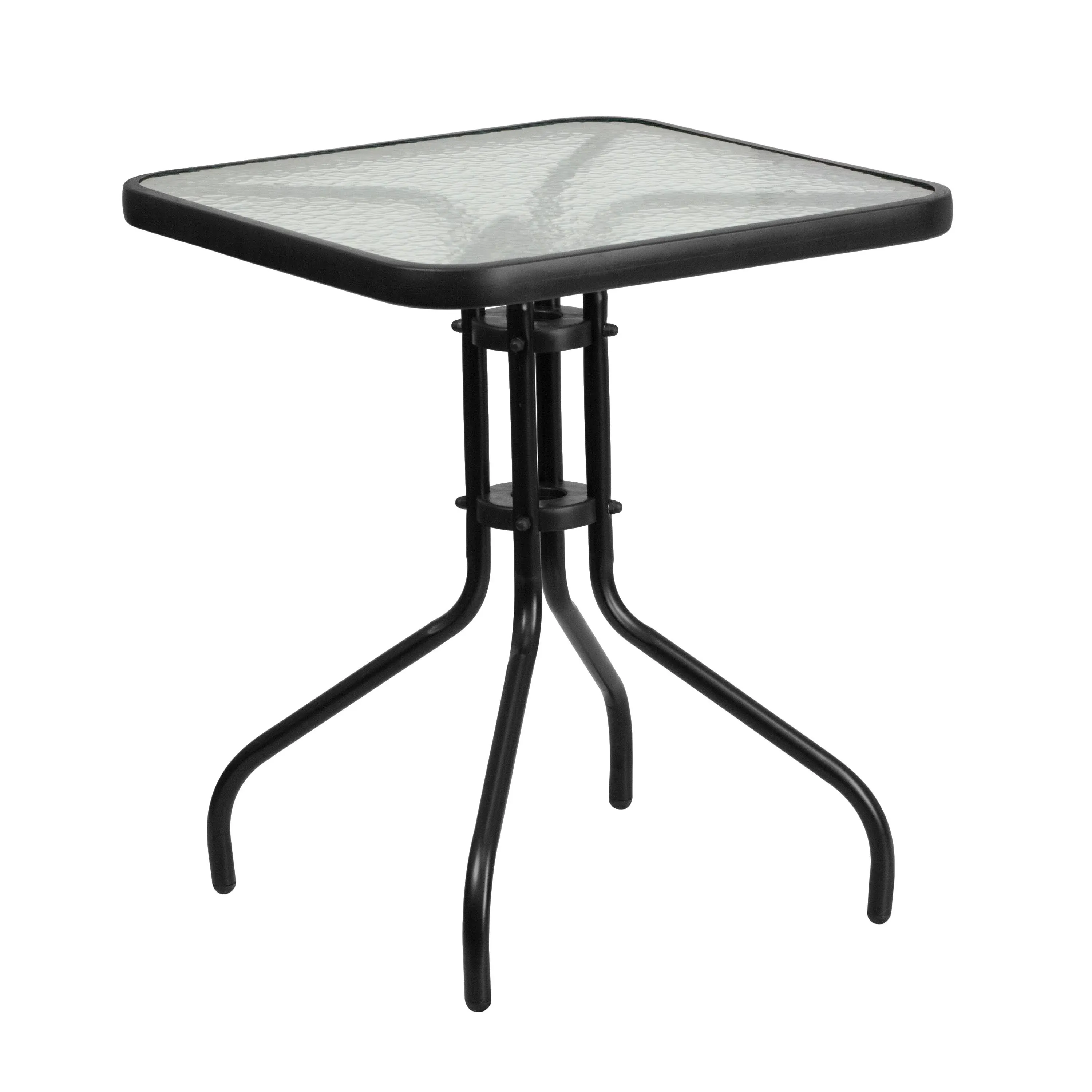 Flash Furniture Square Tempered Glass Metal Table 23.5' Black