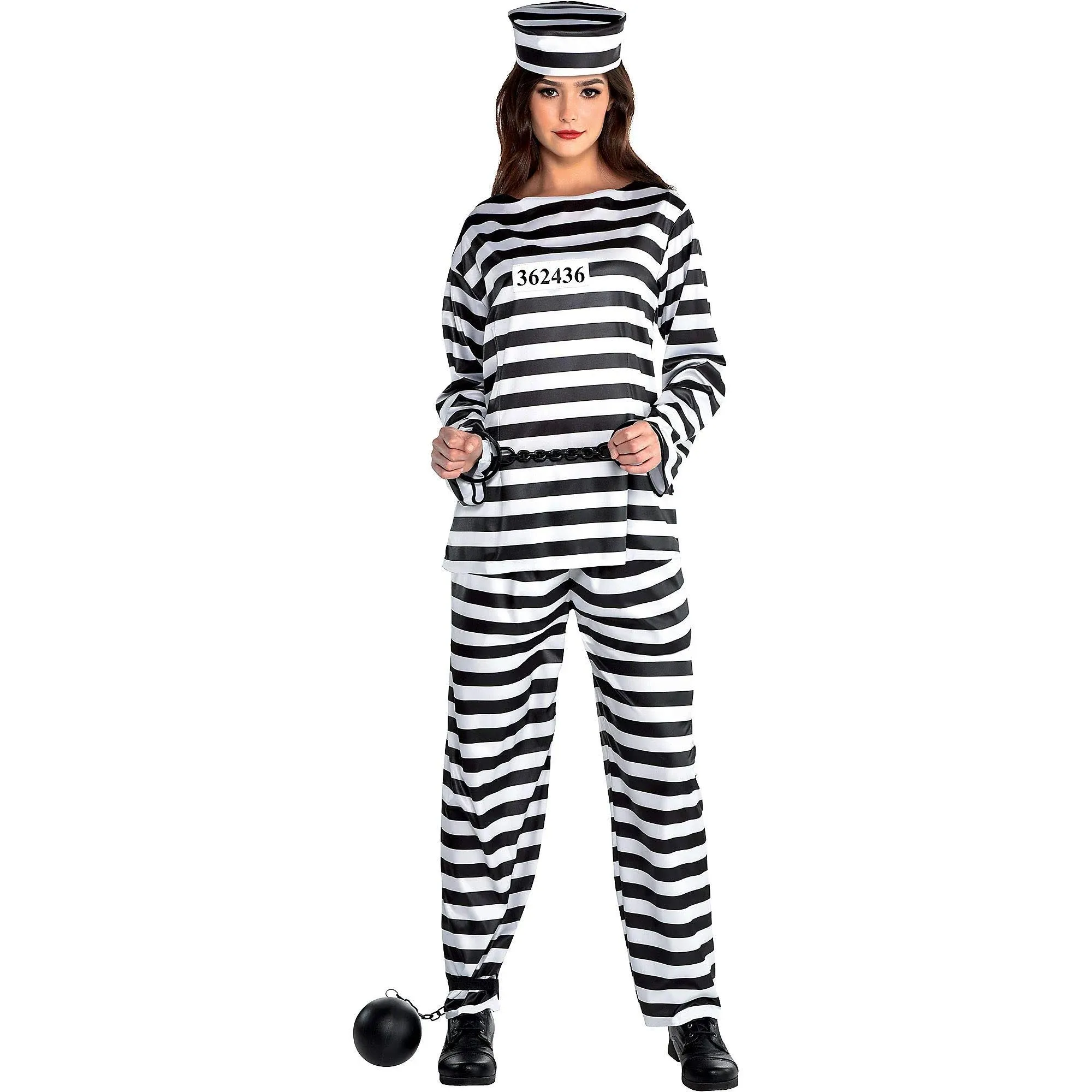 Adult Prisoner Costume New  Lawless Lady 3 Piece Standard Size Adult 