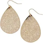 Humble Chic Teardrop Dangle Earrings for Women - Gold, Rose, or Silver Tone Delicate Lightweight Filigree Statement Earrings