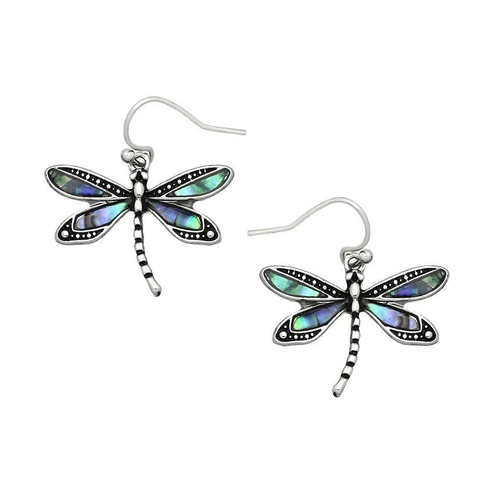 Liavy's Dragonfly Fashionable Earrings - Fish Hook - Abalone Paua Shell - Unique ...