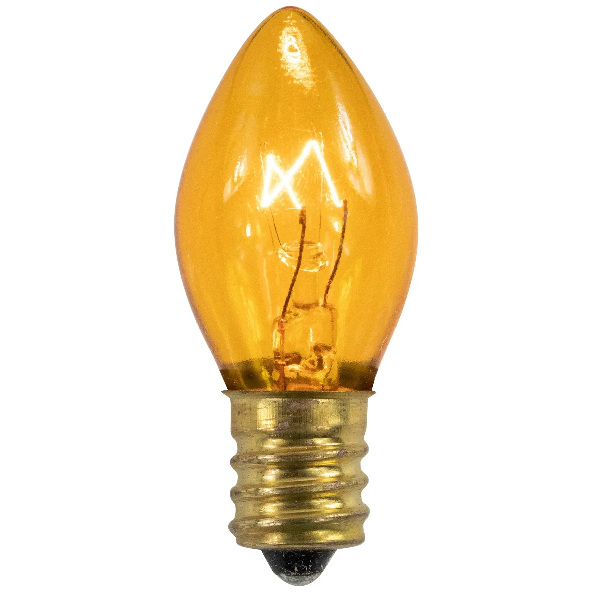 Pack of 25 Incandescent C7 Transparent Yellow Christmas Replacement Bulbs