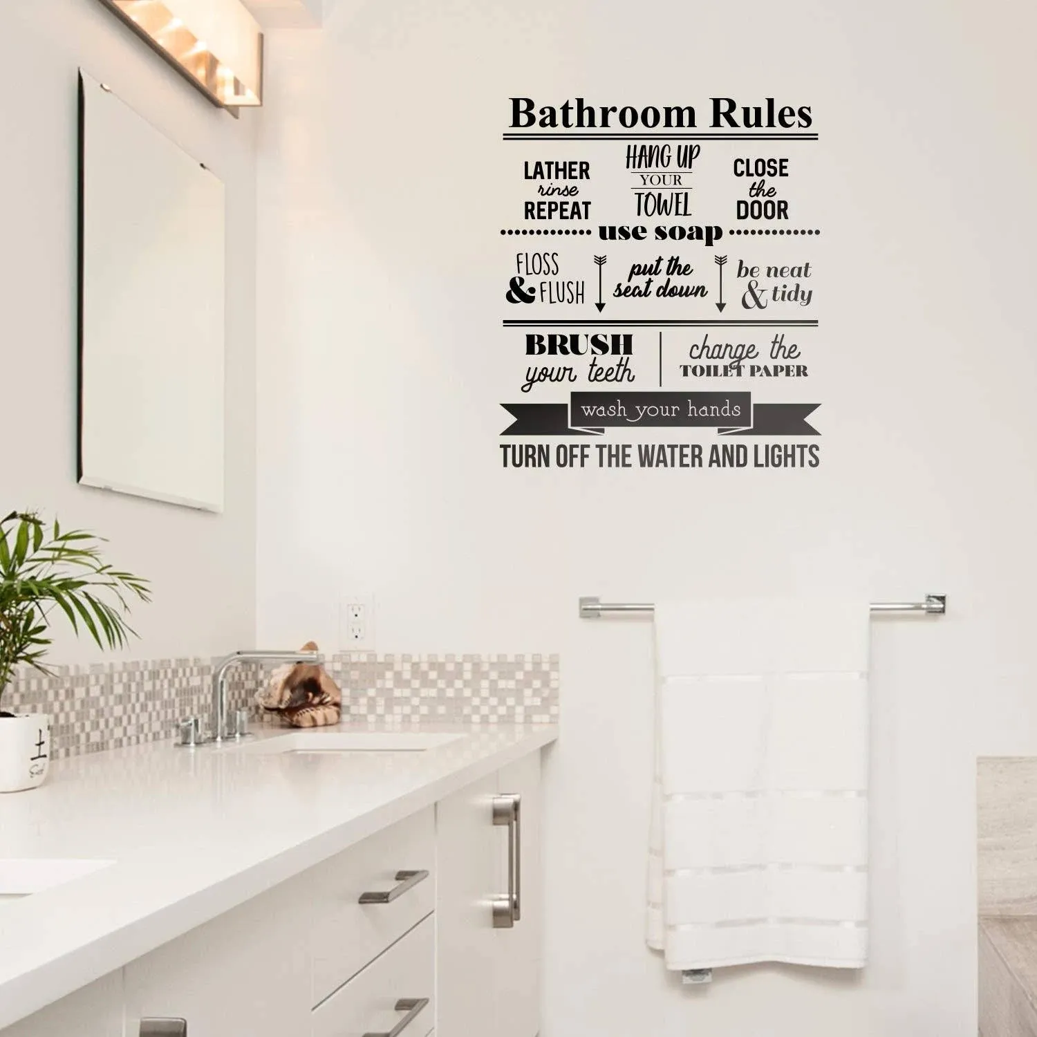 Vinyl Wall Art Decal - Bathroom Rules Close The Door - 23&#034; x 20&#034;