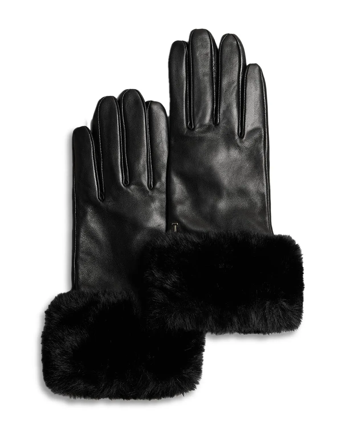 Ted Baker Womens Jessss-faux Fur Cuff Leather Gloves