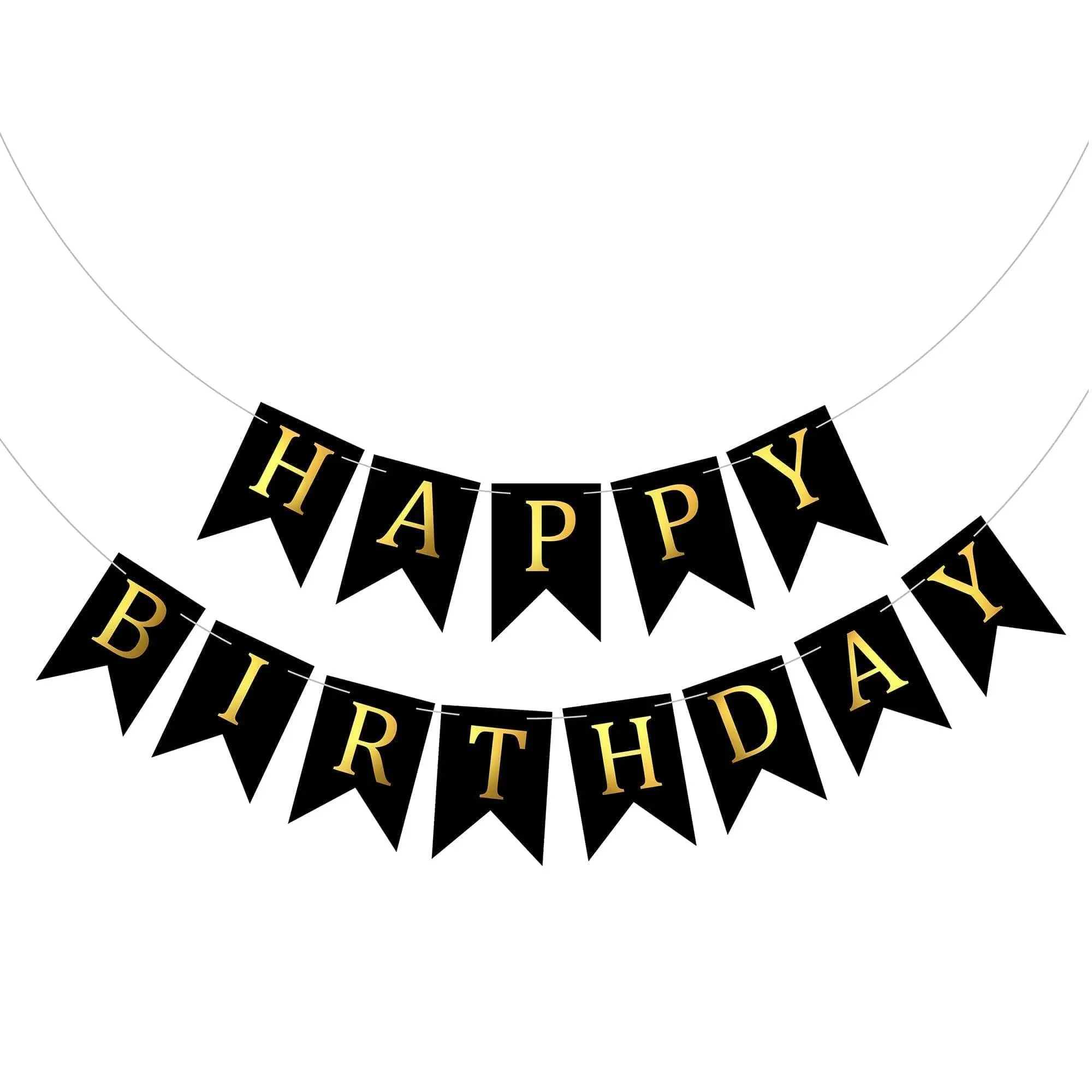 Happy Birthday Banner Backdrop Black