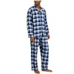 Hanes Flannel Plaid Pajama Set Mens Large Navy Black and White Woven Comfort