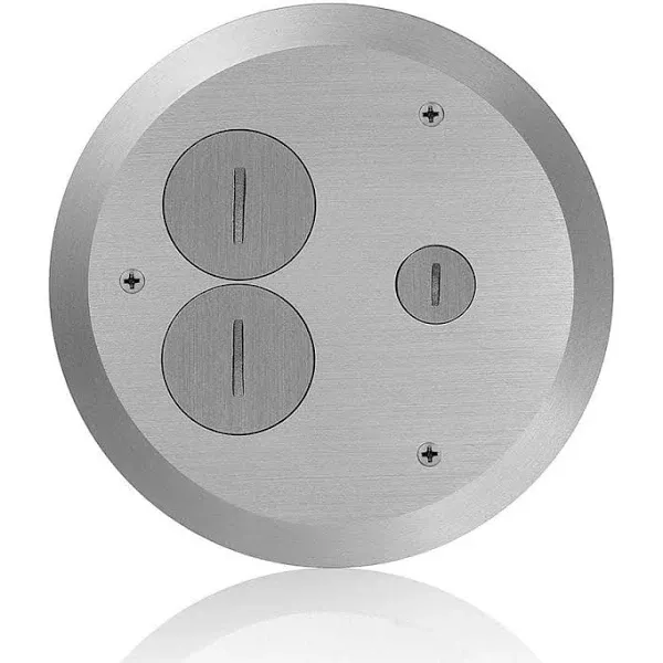 Leviton Nickel Cover Plate For Concrete Floor Box 2 Duplex Screw Cap 1 Data Cap (FBC1X-N)