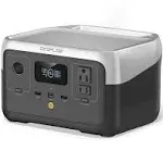 EF EcoFlow Portable Power Station River 2, 256Wh LiFePO4 Battery 1 Hour Fast Charging, 2 Up to 600W AC Outlets, Solar Generator