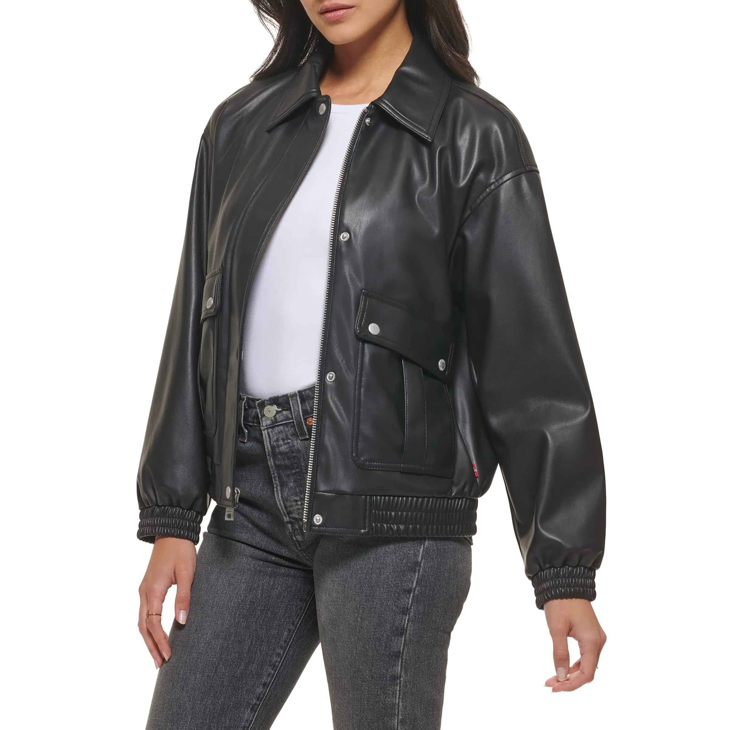 Levi&#039;s Women&#039;s Faux Leather Lightweight Dad Bomber - Choose SZ/color