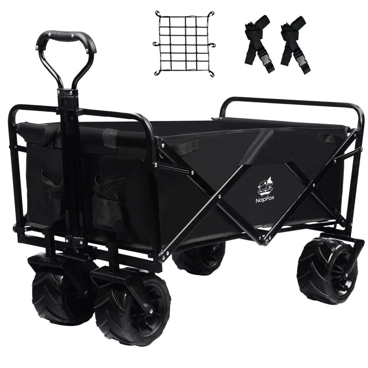 Collapsible Wagon Cart Heavy Duty Foldable Beach Cart with All-Terrain Wheels for ...