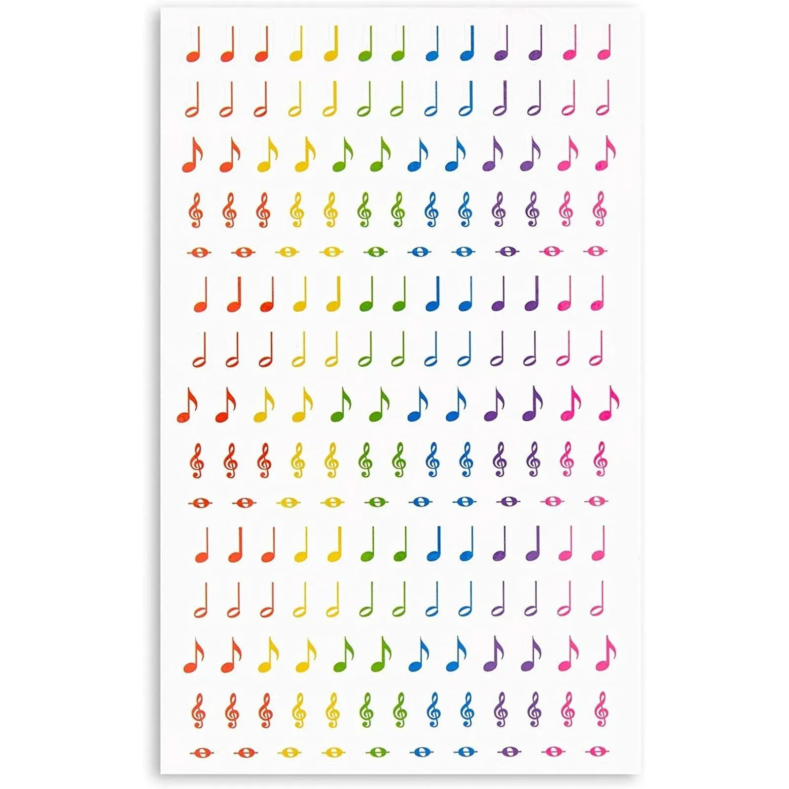 Music Note Stickers, Sticker Sheets (Rainbow, 18 Sheets, 3000 Pieces)