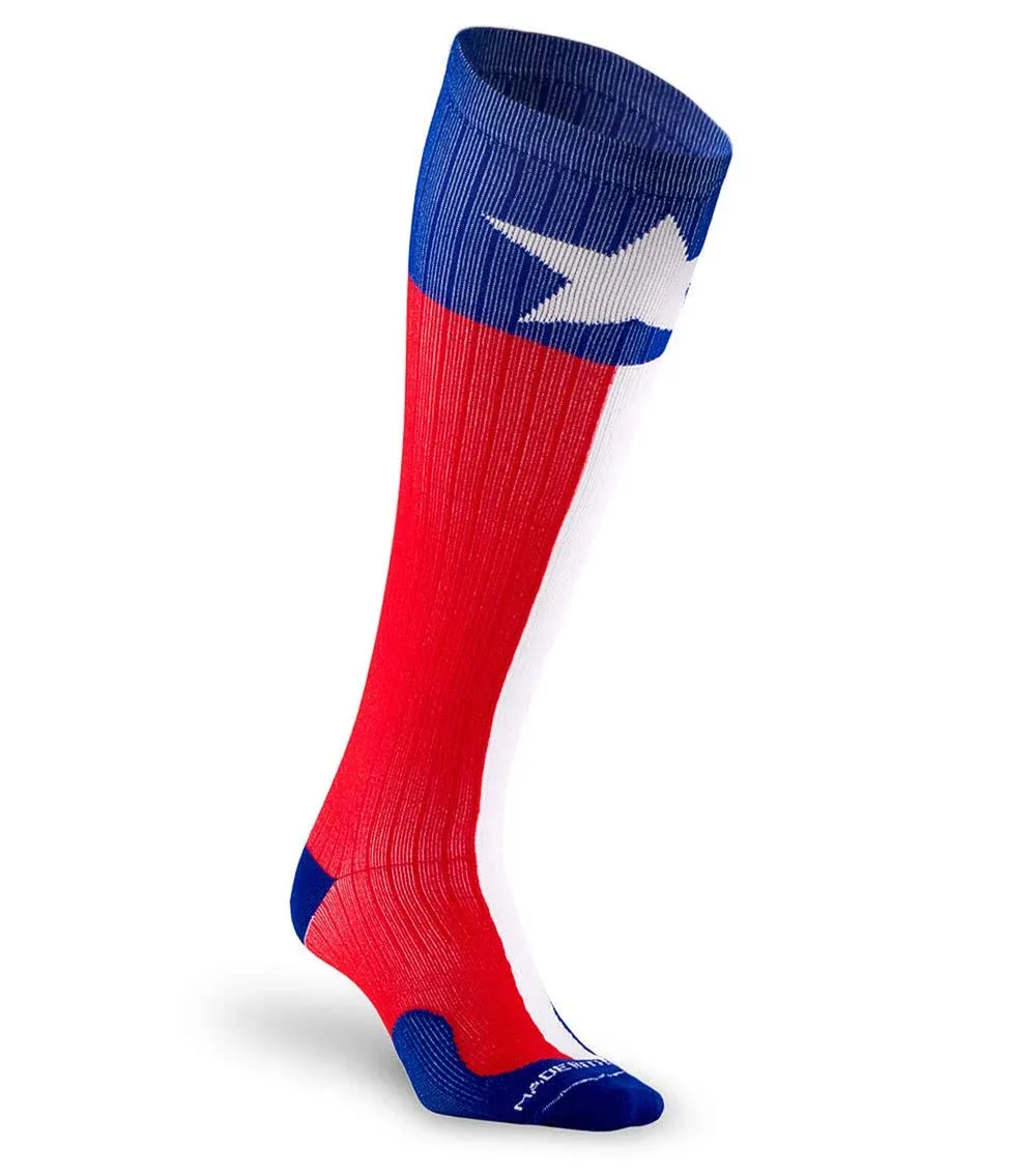 PRO Compression Running Marathon Socks - Calf-Length Travel and Sports Compression socks for Foot and Ankle Support - Texas Star Unisex Medical Socks (Small/Medium)