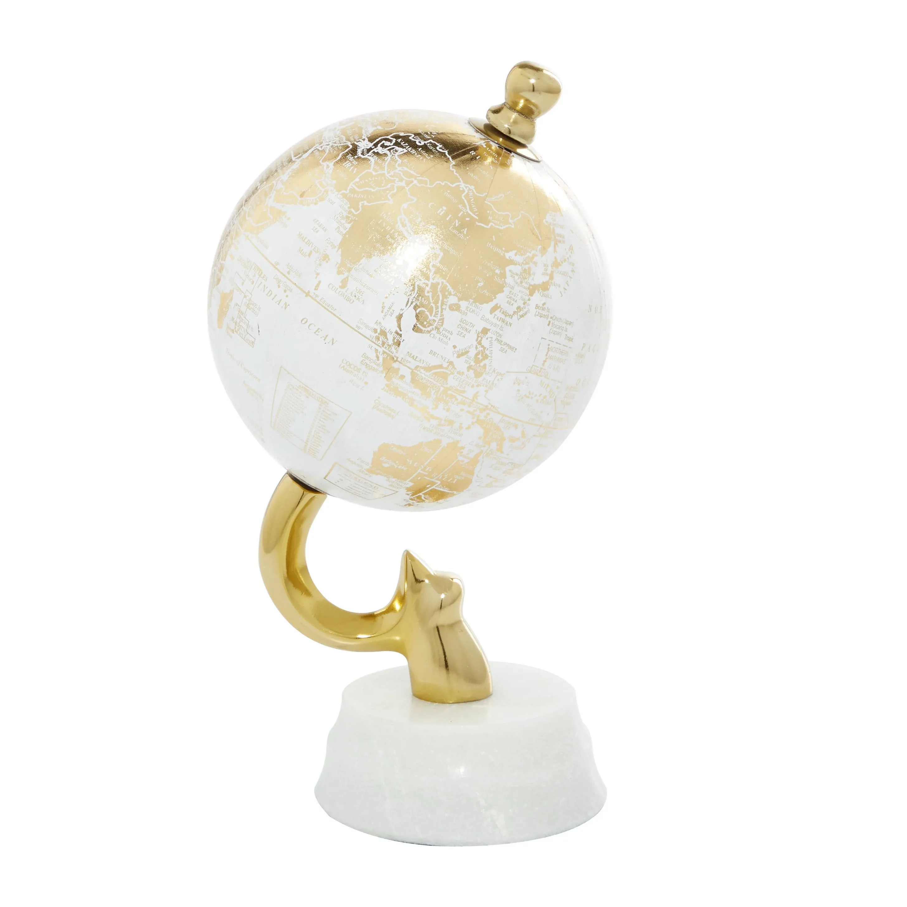 Stoneware Coastal Globe In Gold