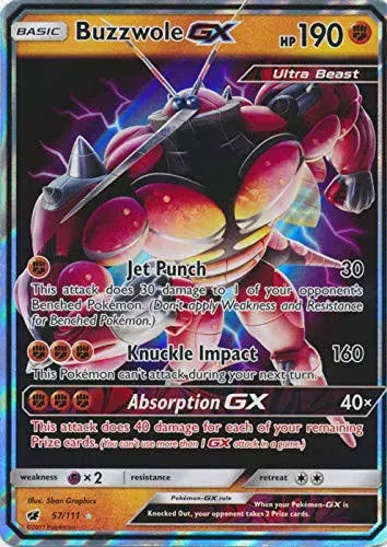 Pokemon Buzzwole-GX - 57/111 - Ultra Rare - Sun & Moon: Crimson Invasion