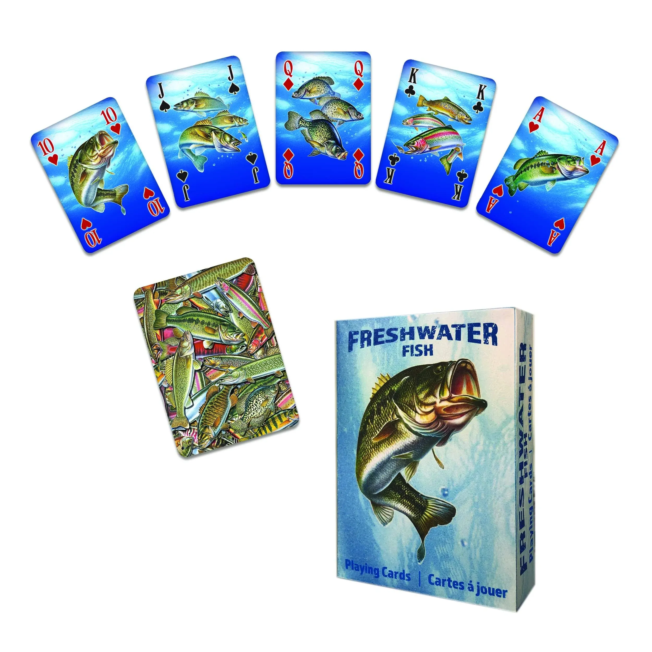 Rivers Edge Products Fish Playing Cards, 1 Deck, Themed Deck of Cards, Unique Novelty Casino Cards for Poker and Gambling Games, Fish Bass Cards