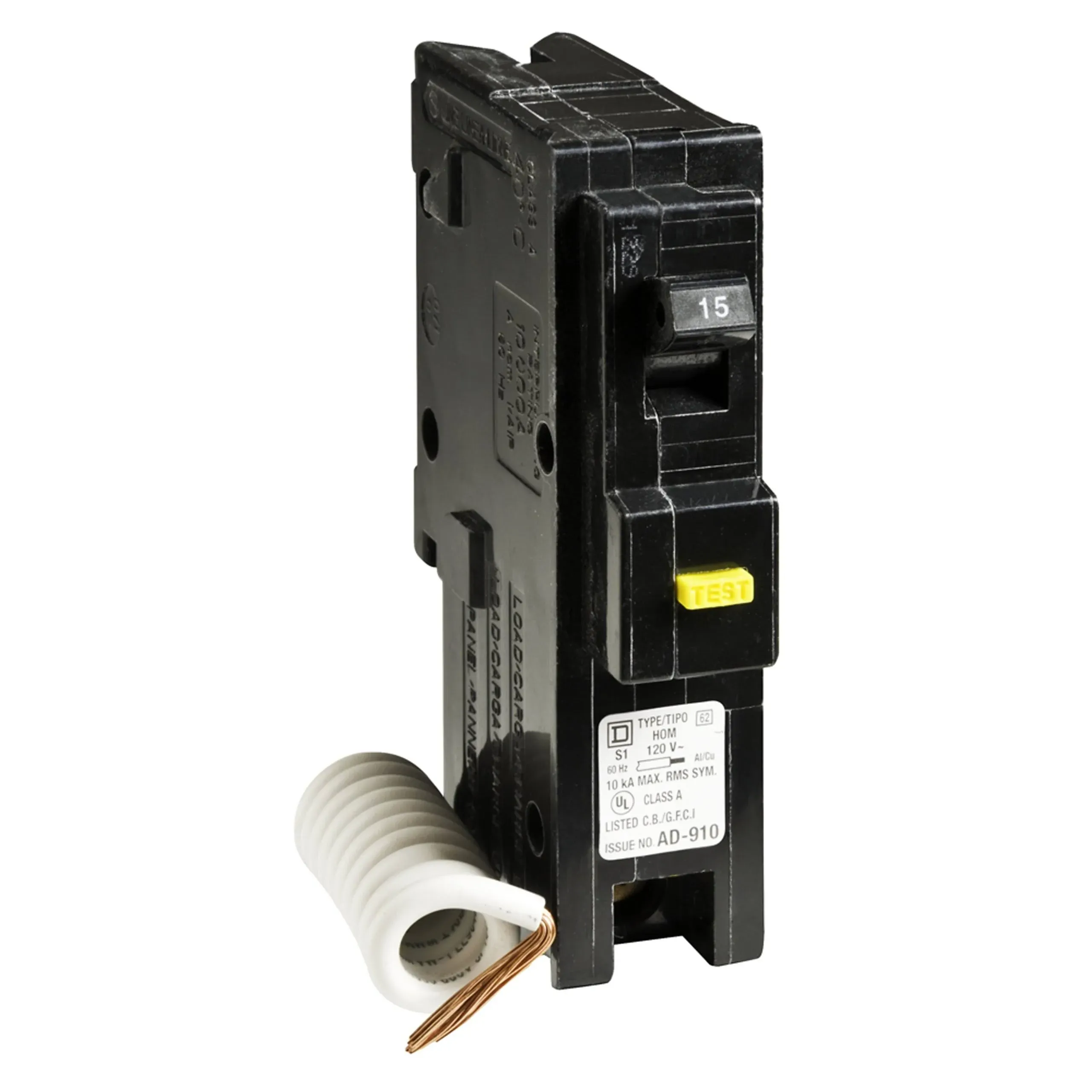 Schneider Electric Square D Ground Fault Interrupter Circuit Breaker,  15 A