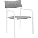 Modway Raleigh Stackable Outdoor Patio Aluminum Dining Armchair White Gray