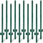 Toriexon Fence Posts 4Feet - 10Pack, Heavy Duty Metal Fence Post with U-Channel, Steel Fence U-Post for Holding Garden Wire Fence, Corner Anchor