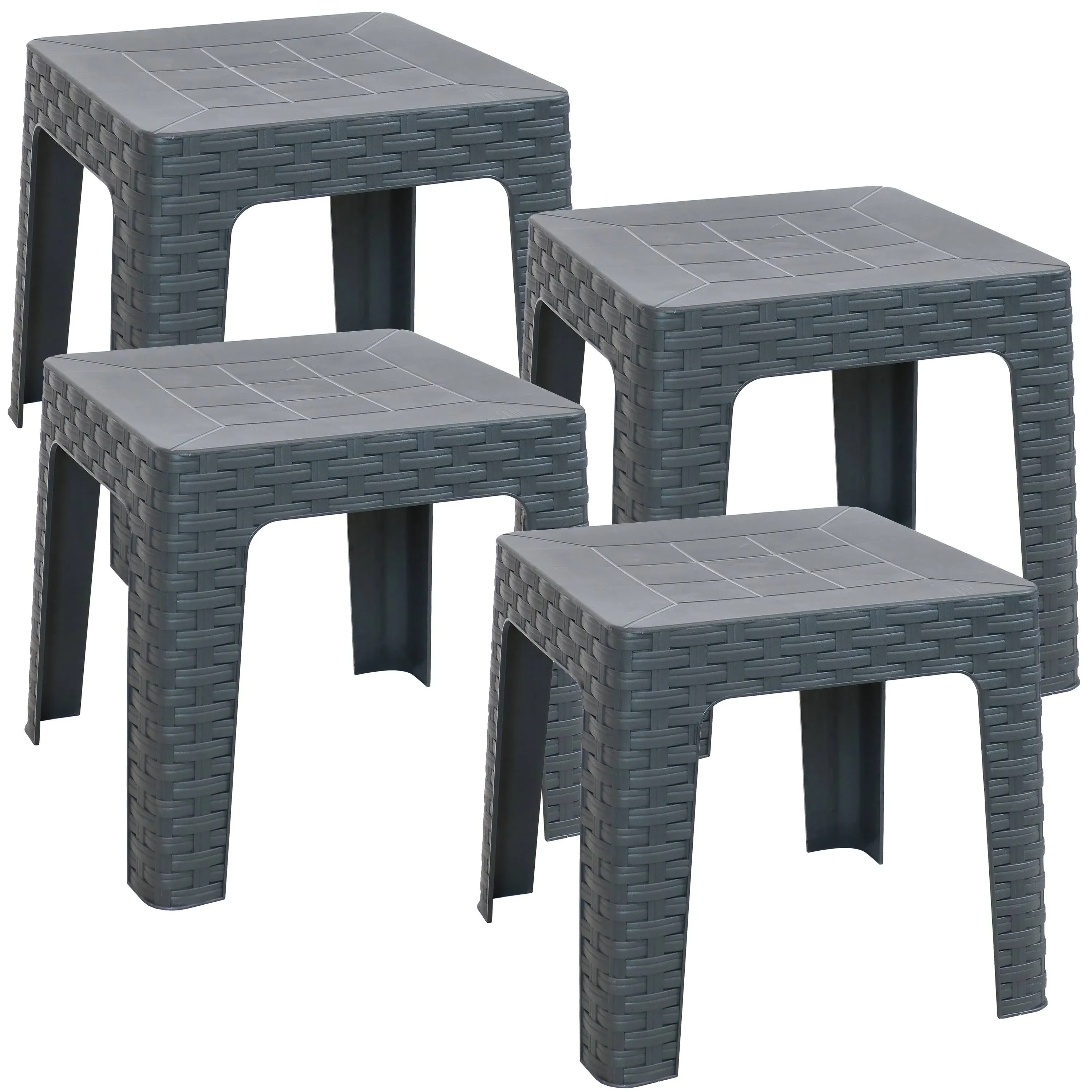 Sunnydaze Decor Sunnydaze Patio Side Table - Set of 4 - 18-Inch Square - Gray Lowes.com