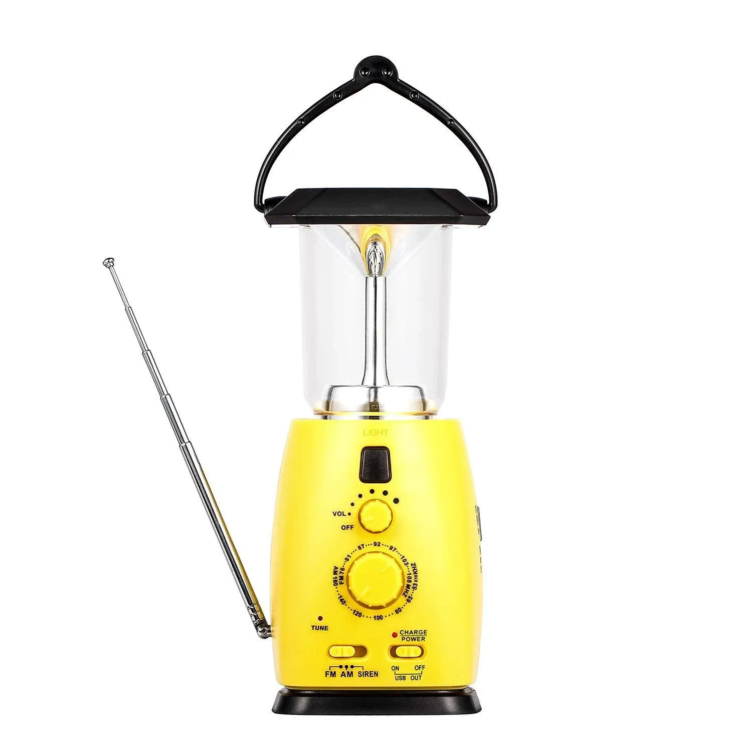 Hoshine Camping Lantern Solar Rechargeable, Solar and Hand Crank Dynamo Multi ...