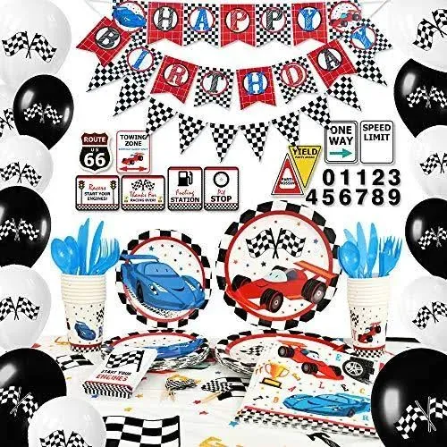 WERNNSAI Racing Car Party Supplies Set - Birthday Party Decorations for Boys ...