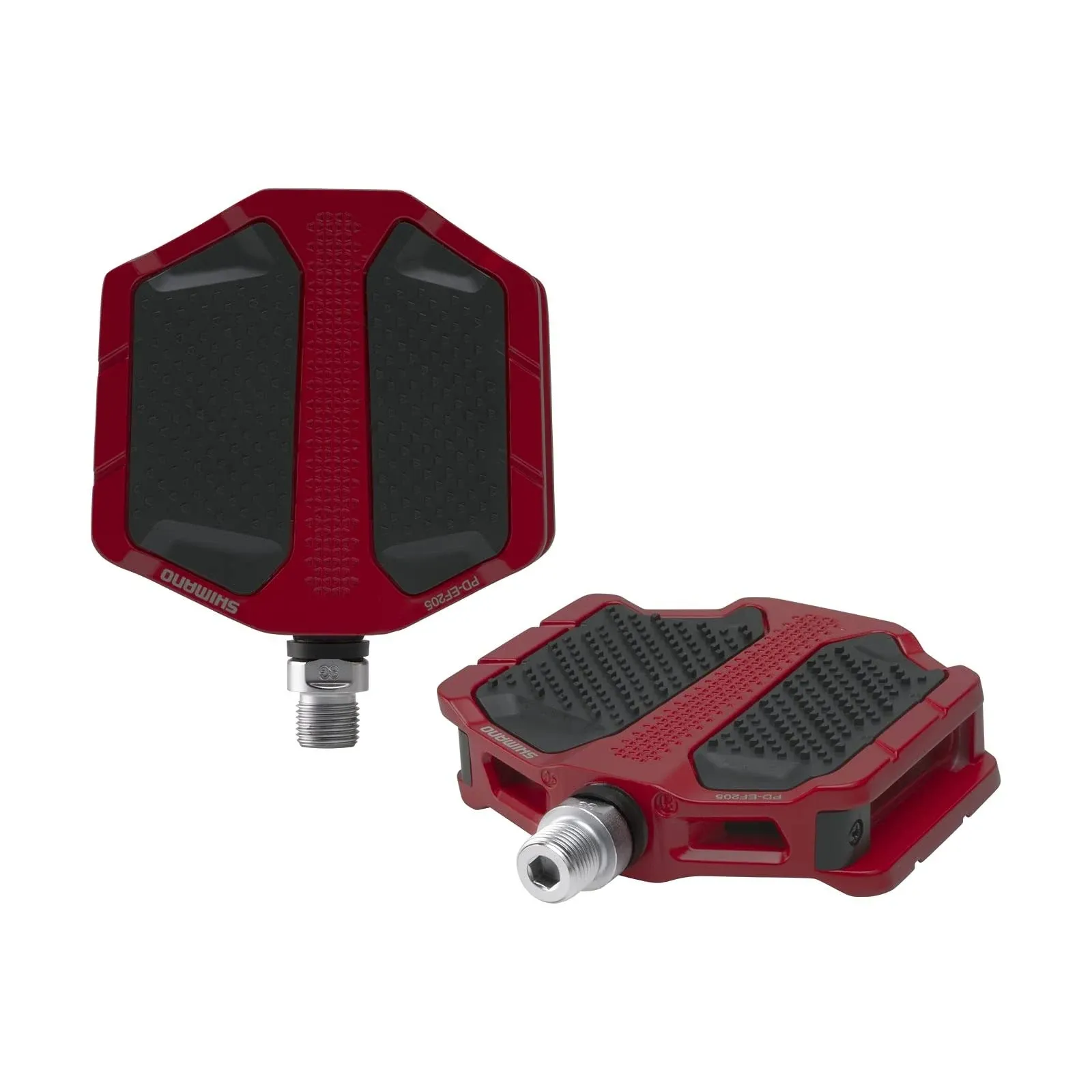 Shimano EF205 E-Bike Flat Pedals - Red