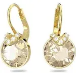 Bella V drop earrings, Round cut, Gold tone, Gold-tone plated